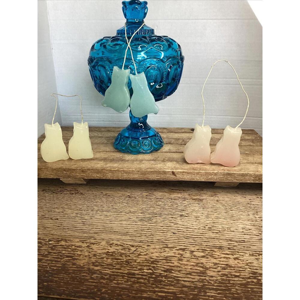 Vintage Wax Candle Ornament Hanger Decor Cats Set Of 3 Pairs